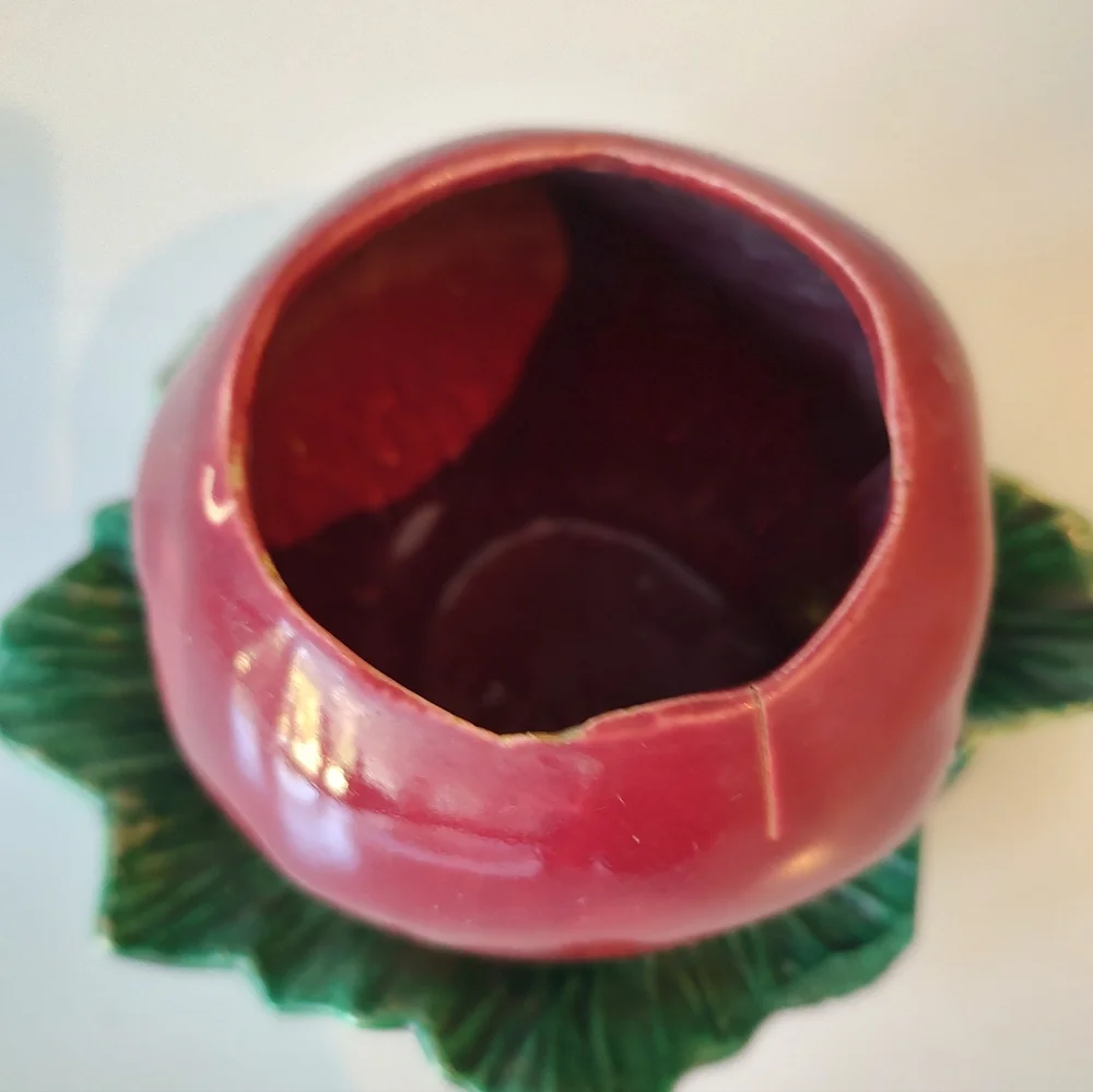 McCoy Pottery Vintage Apple Planter Vase 1950s FLAWS REPAIRED